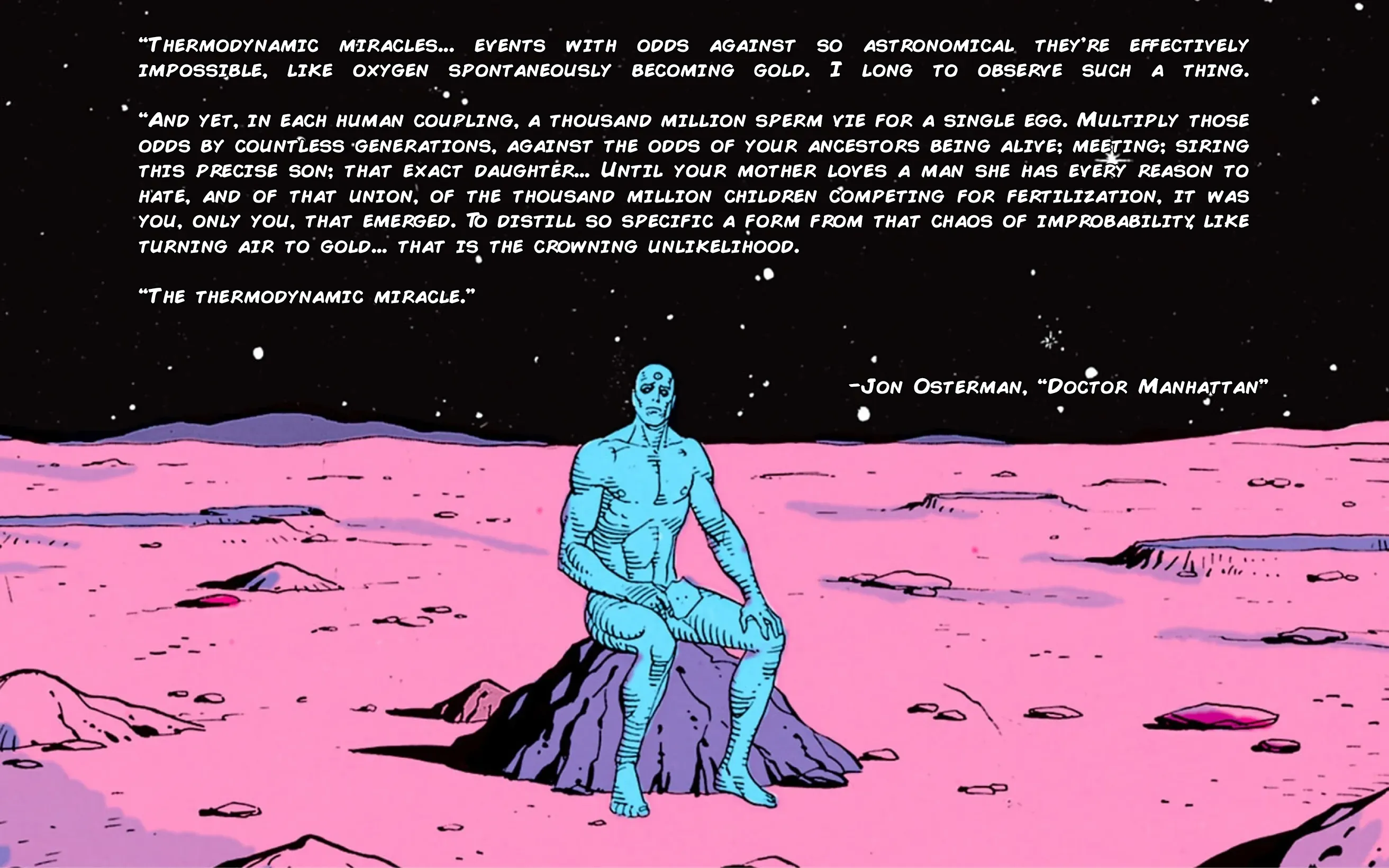 Dr. Manhattan from Watchmen comics by Alan Moore