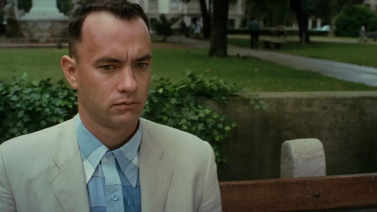 Forrest Gump sitting on a bench