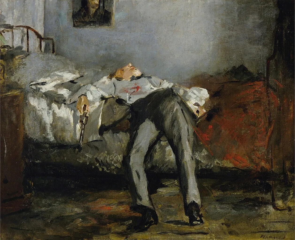 painting of a man committing suicide