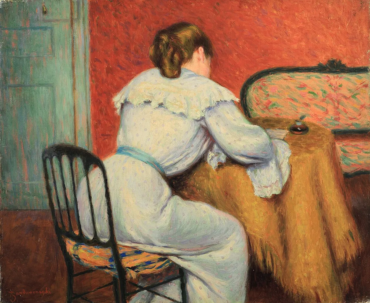 a woman writing something